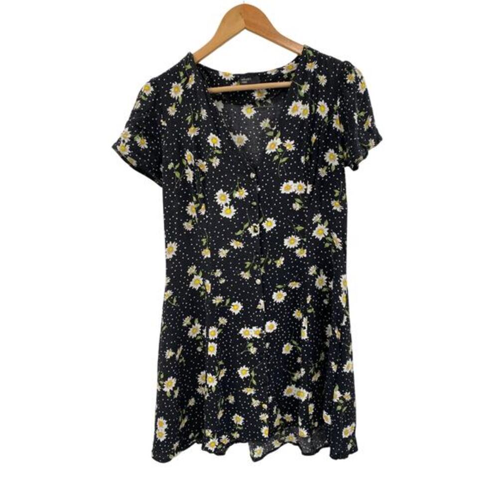 nobody's child black floral polka dot mini dress